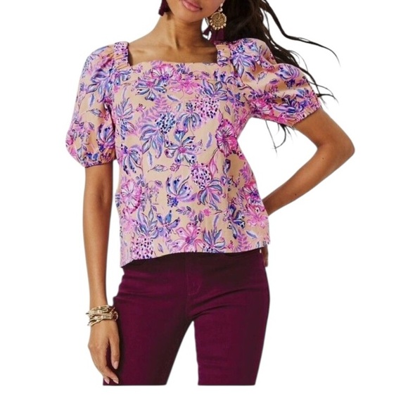 Lilly Pulitzer Torrey Top in Sand Bar Tropical with a Twist - Picture 7 of 7